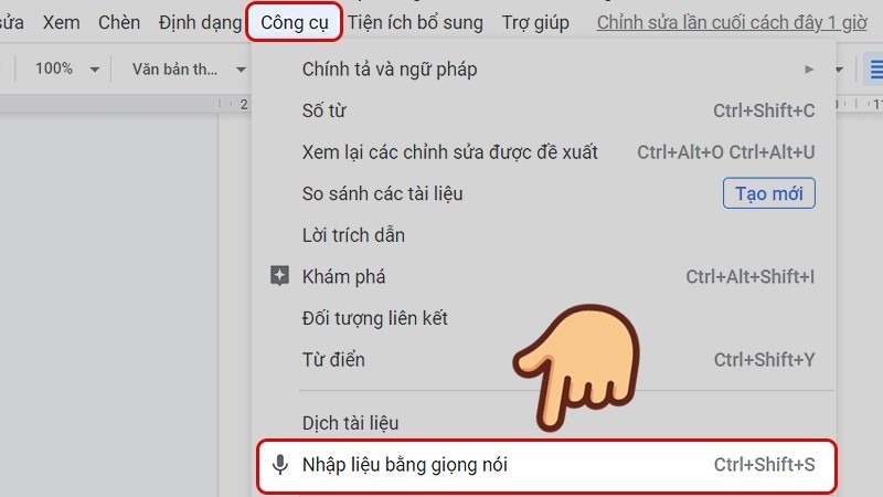Nhập văn bản bằng giọng nói bằng Google Docs